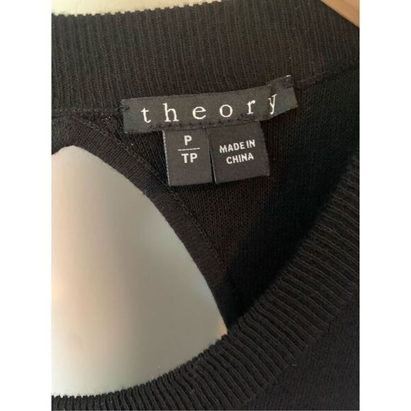 Theory Prosecco Maysen Knit A-Line Back Cutout Black Mini Dress - Picture 9 of 13